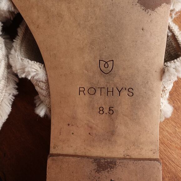 Rothy's Sandals Womens SZ 8.5 BLK White Sea Shell Fringe Slip On Slide Flat Shoe - Picture 10 of 10